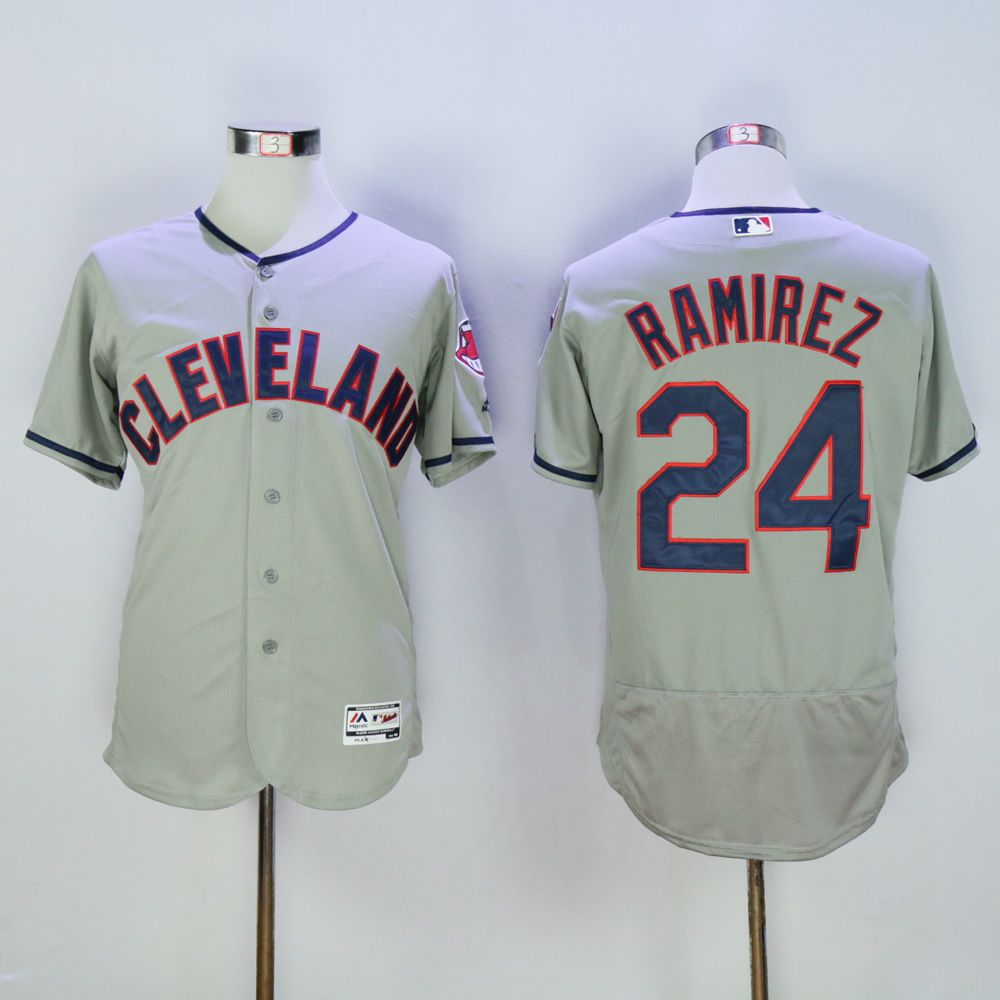 Men Cleveland Indians #24 Ramirez Grey MLB Jerseys->cleveland indians->MLB Jersey